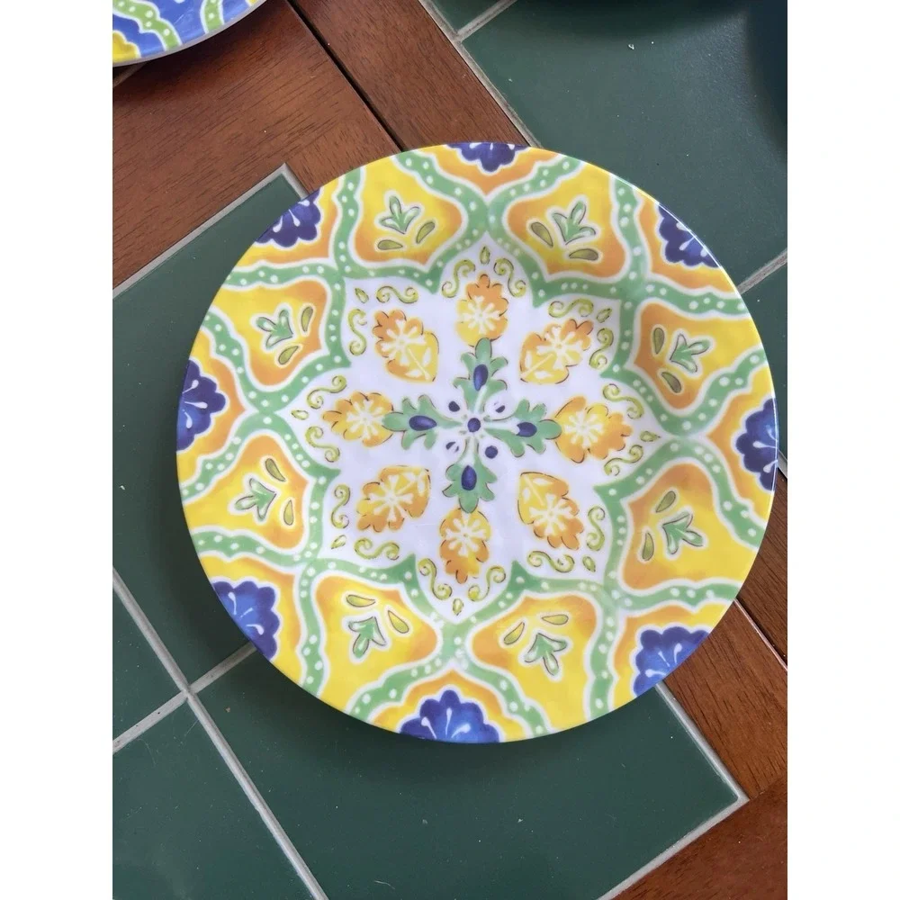 Set 14 Assorted LAURIE GATES MOROCCAN BOHO MELAMINE 8 Salad Plates & 6 Bowls